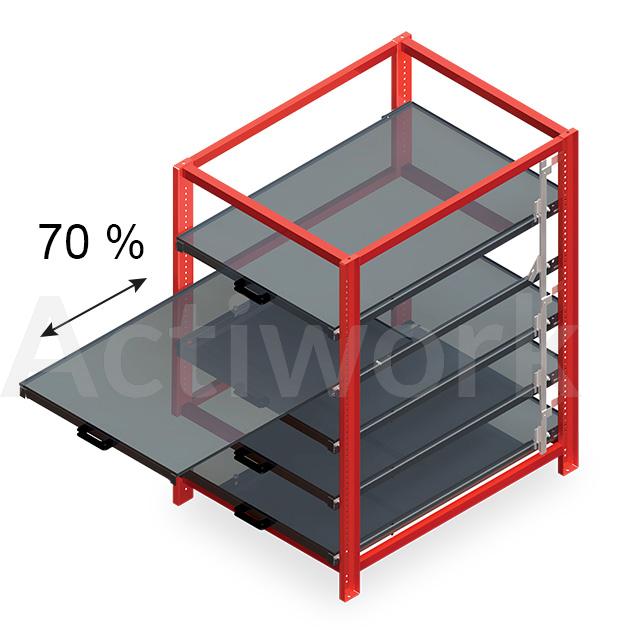 RAYONNAGE A TIROIRS EXTRACTION PARTIELLE 70%