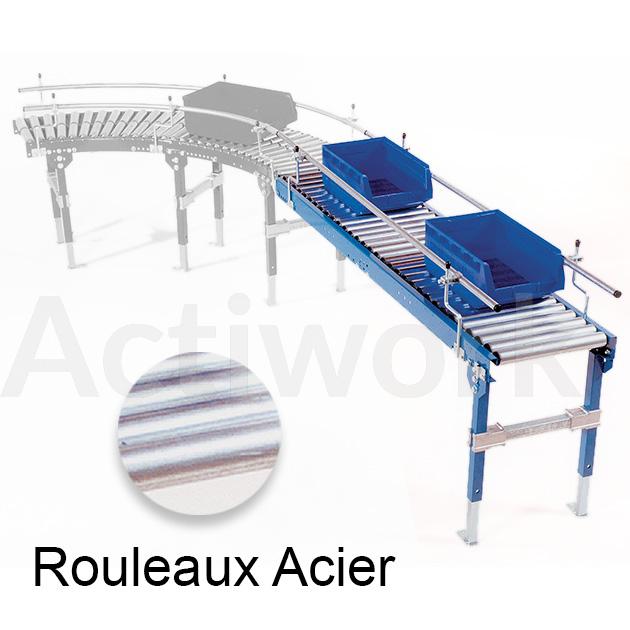 CONVOYEUR ROULEAUX ACIER DROIT PAS DE 75 MM