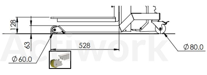 LONGERONS SURBAISSES AVEC GALETS 60 MM ET ROULETTES 80 MM