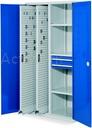 [CM04N002-N] ARMOIRE VERTICALE PORTES PERFOREE BLEU - 2 PANNEAUX EXTRACTIBLES + 3 TABLETTES + 2 TIROIRS