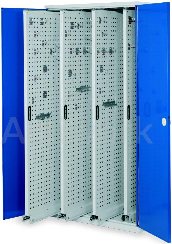 ARMOIRE VERTICALE PORTES PERFOREE BLEU - 4 PANNEAUX EXTRACTIBLES