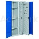 [CM04N002-B] ARMOIRE VERTICALE PORTES STANDARD GRISES - 2 PANNEAUX EXTRACTIBLES + 3 TABLETTES + 2 TIROIRS