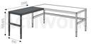 [CM01C001-Q] TABLE LATERALE REGLABLE AVEC 2000 X 600 MM POUR POSTE 4 PIEDS AVEC PLATEAU INCLUS