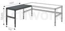 [CM01C001-P] TABLE LATERALE REGLABLE AVEC 1600 X 600 MM POUR POSTE 4 PIEDS AVEC PLATEAU INCLUS