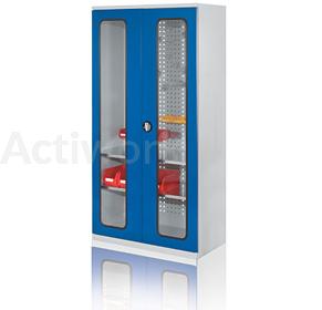 ARMOIRE COMBINEE A PORTES VITREES 1950 X 1000 X 410 MM - BLEU RAL 5010