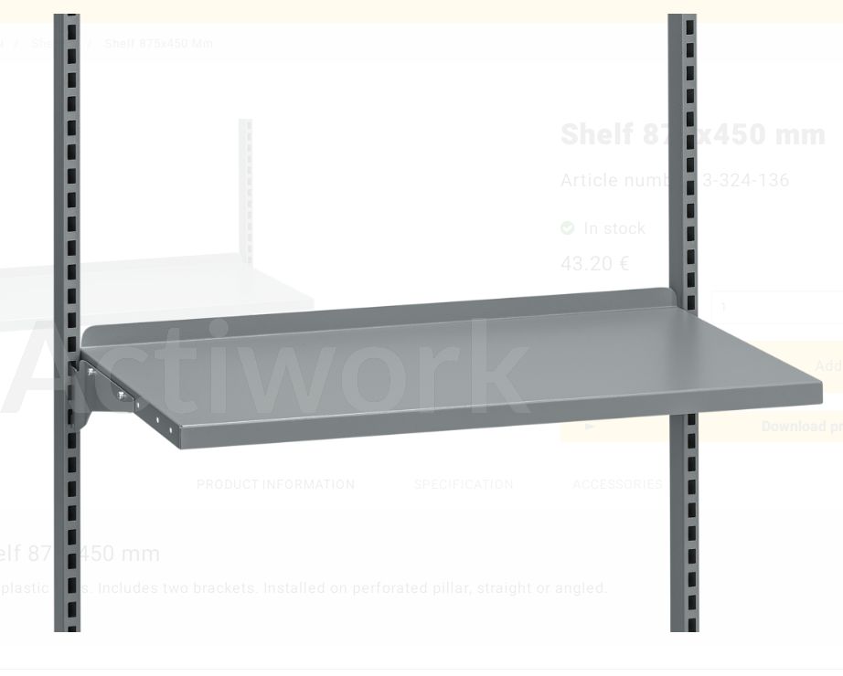 TABLETTE METAL REGLABLE 870 X 450 MM