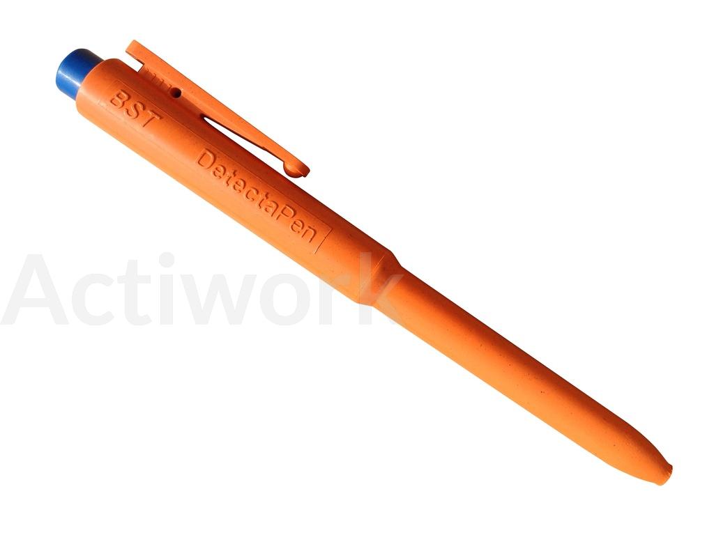 STYLO DETECTABLE STD ENCRE BLEUE AVEC CLIP CORPS ORANGE