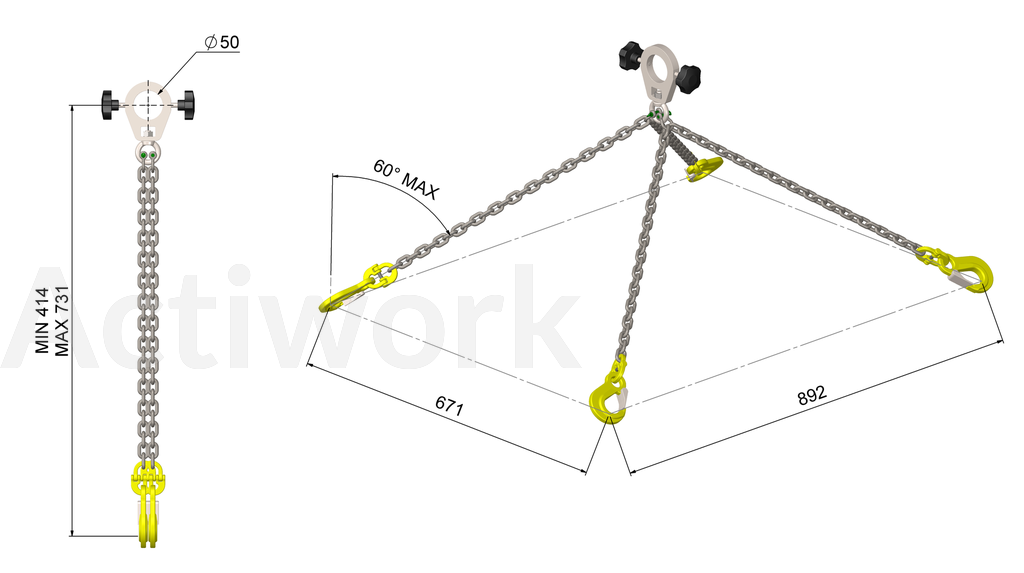 OUTIL DE LEVAGE POUR EPERON AVEC CHAINE ET MANILLES - VERSION ACIER -  POUR ACTILIFT PLUS 80