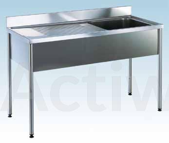 PLONGE INOX EGOUTTOIR A DROITE - 1 BAC - L 1200 MM