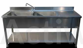 PLONGE INOX EGOUTTOIR A GAUCHE - 1 BAC - L 1200 MM