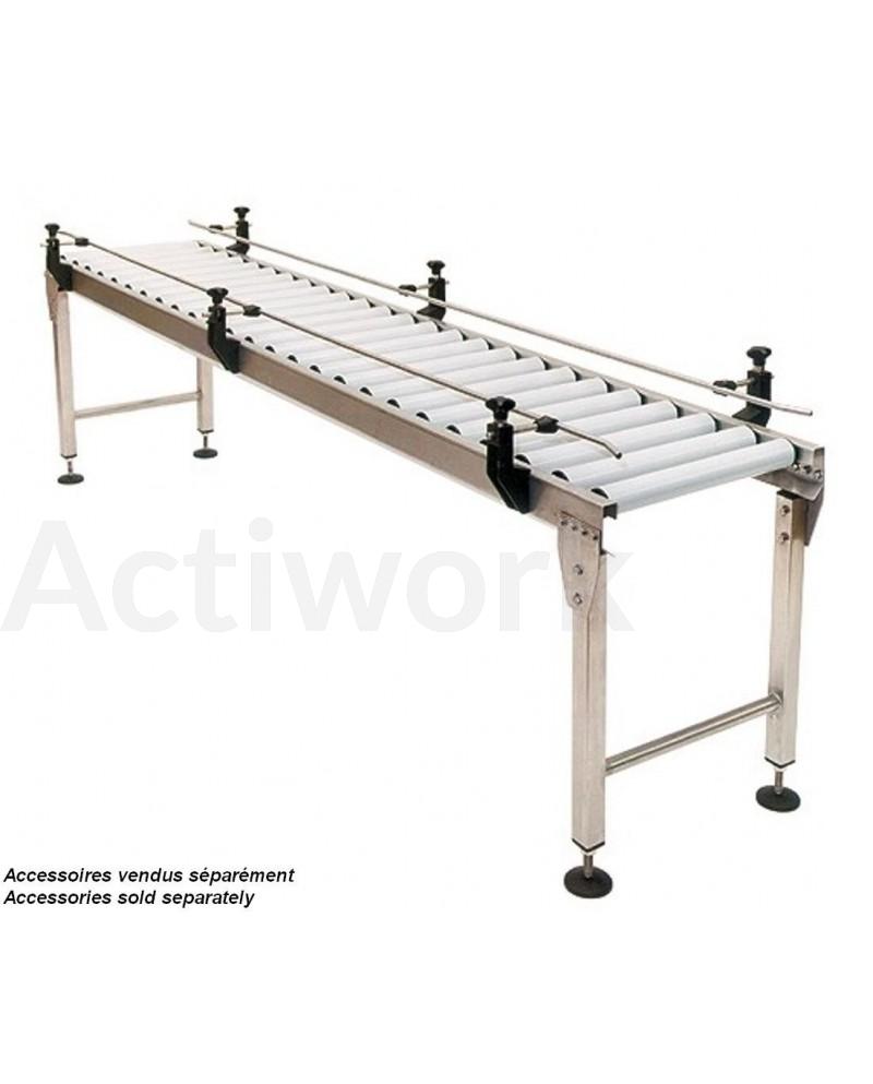 CONVOYEUR INOX GRAVITAIRE A ROULEAUX PVC PAS 125 - 1000 X 300 MM