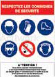 PANNEAUX D'AFFICHAGE CONSIGNES SECURITE - 460 X 320 MM - RIGIDE