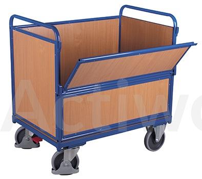 🚚CHARIOT CAISSE 500 KG A PANNEAUX BOIS 1200  X 750  MM