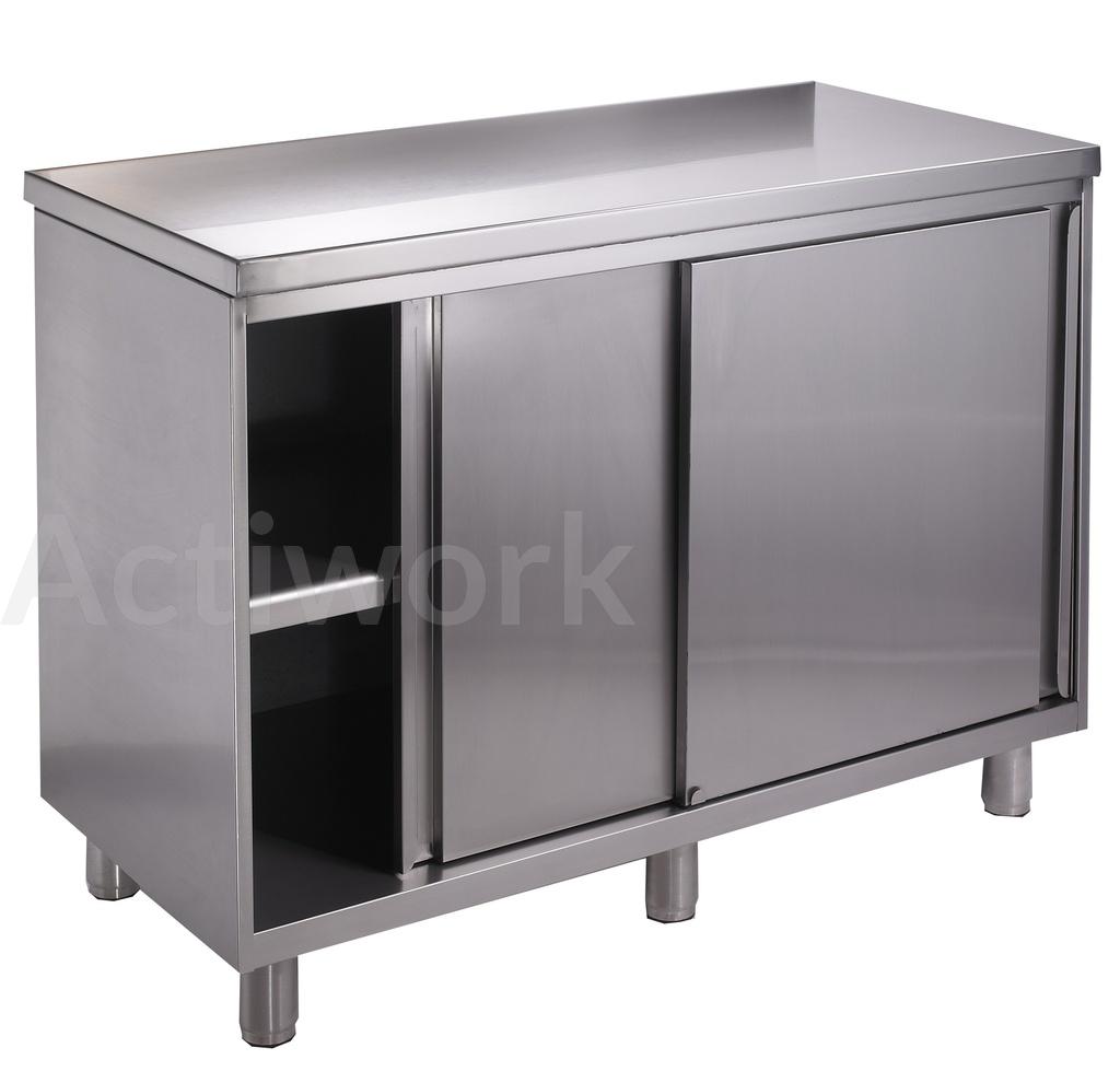 MEUBLE BAS INOX PORTES COULISSANTES