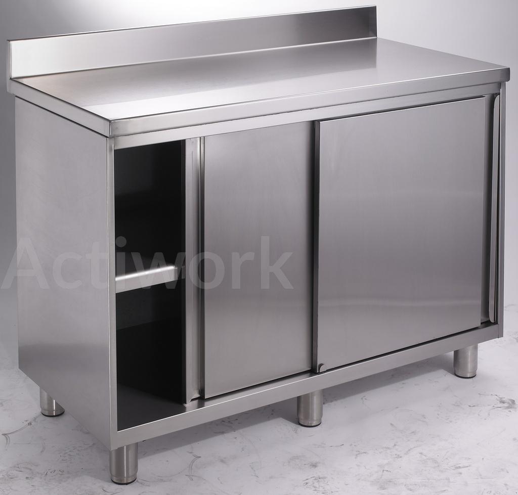 MEUBLE BAS INOX PORTES COULISSANTES