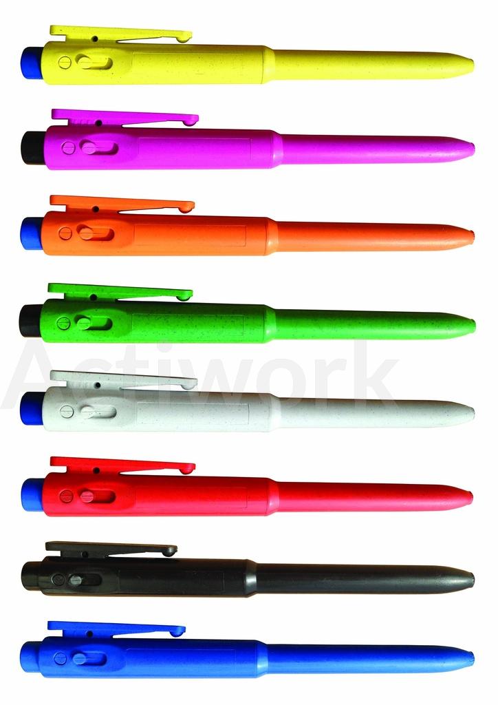 STYLO DETECTABLE J850 CORPS BLEU ENCRE GEL ROUGE AVEC CLIP